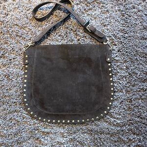 Studded Suede Shoulder Bag